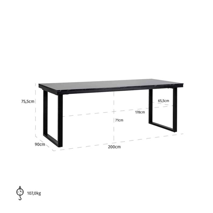 7125 - Dining table Beaumont 200 (Black)