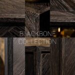 7375 - Coffee table Blackbone brass set of 2 (Black rustic)