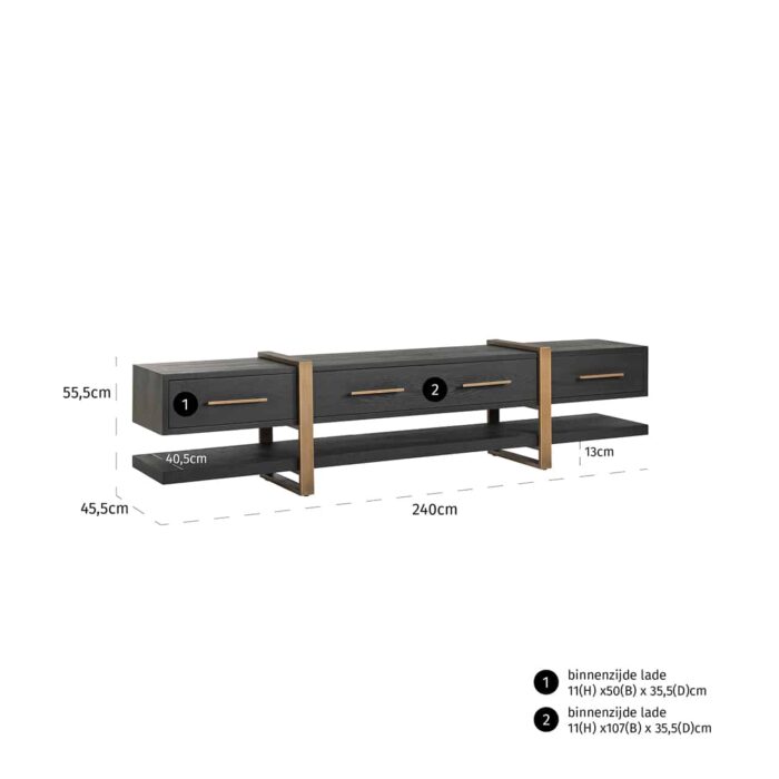 7803 - TV-unit Cambon 3-drawers (Dark coffee)