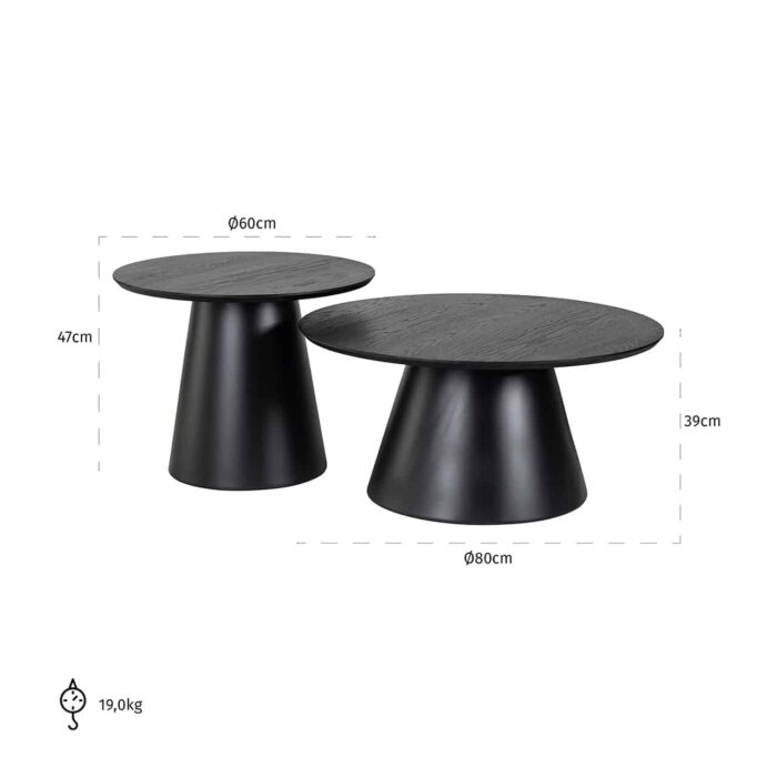 825203 - Coffee table Jazz set of 2 (Black)