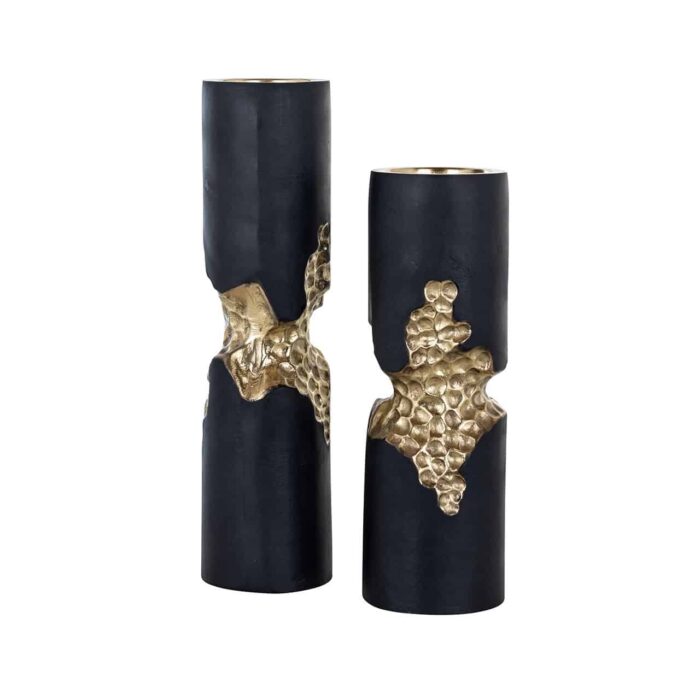-KA-0169 - Candle holders Osiris set of 2 black/gold (Black/gold)