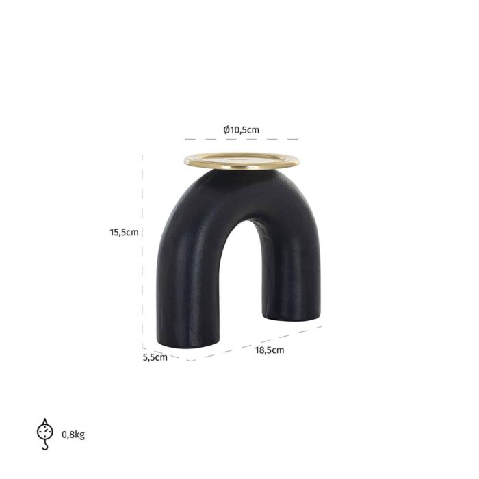 -KA-0178 - Candle holder Femke big (Black/gold)