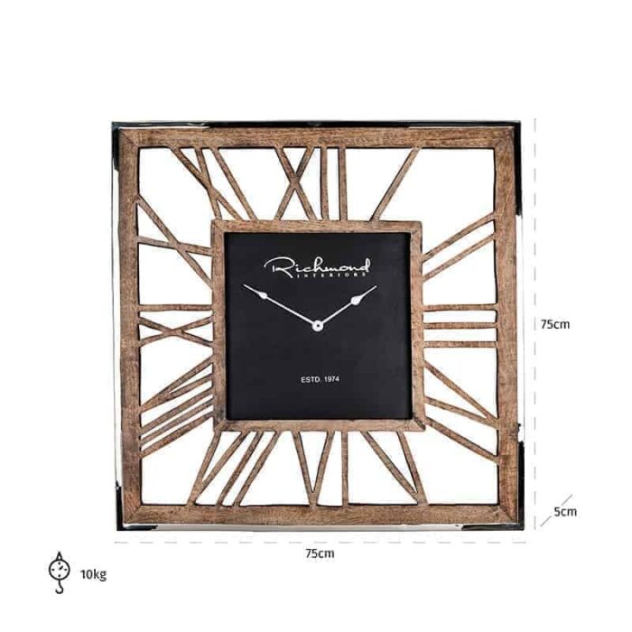 -KK-0034 - Clock Everson metal square (Brown)