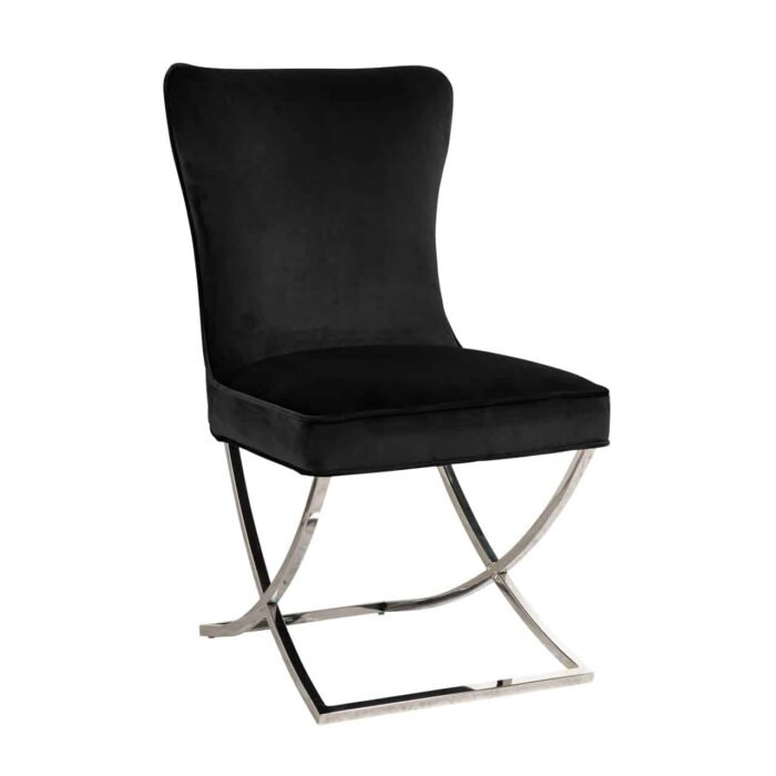 S4415 BLACK VELVET - Chair Scarlett Black velvet / silver (Quartz Black 800)