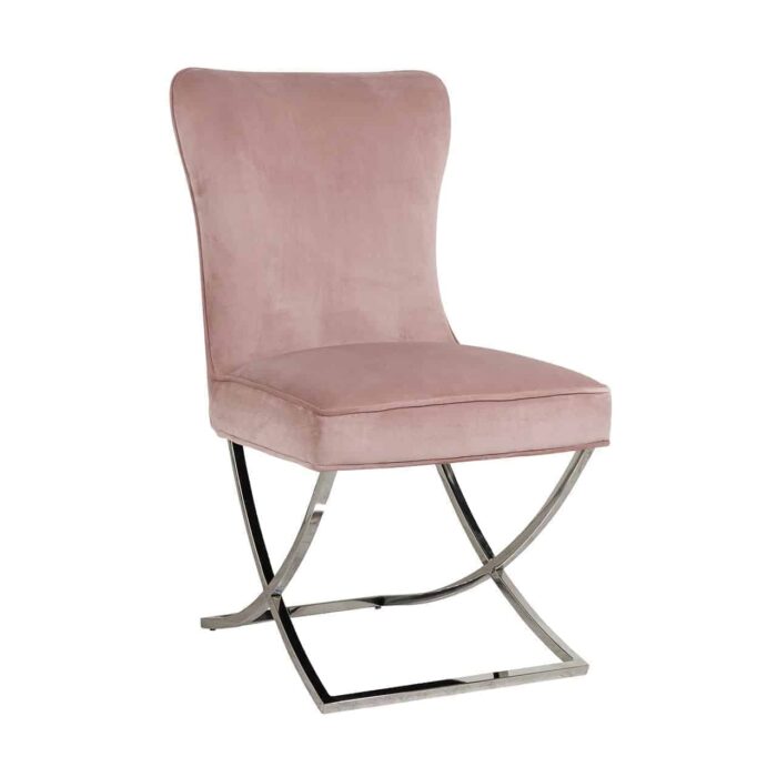 S4415 PINK VELVET - Chair Scarlett Pink velvet / silver (Quartz Pink 700)
