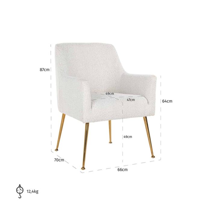 S4449 WHITE BOUCLÉ - Chair Harper white bouclé / brushed gold (Copenhagen 900 Bouclé White)