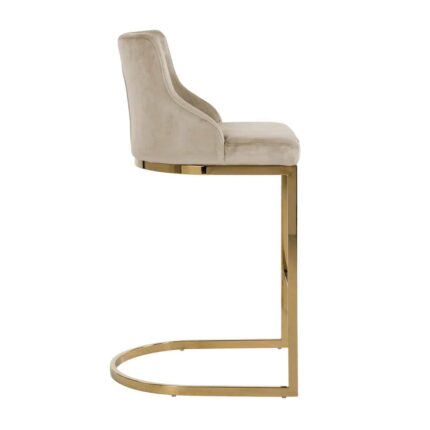 S4460 FR KHAKI VELVET - Bar stool Bolton khaki velvet / gold fire retardant (Quartz Khaki 903)