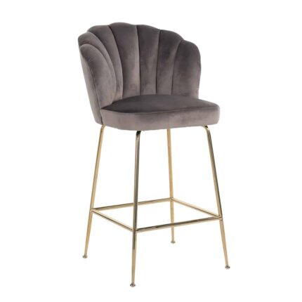 S4485 STONE VELVET - Bar stool Pippa Stone velvet / gold (Quartz Stone 101)