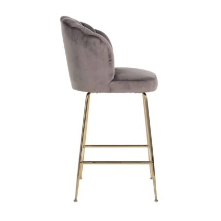 S4485 STONE VELVET - Bar stool Pippa Stone velvet / gold (Quartz Stone 101)