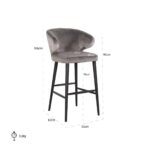 S4496 STONE VELVET - Bar stool Indigo stone velvet (Quartz Stone 101)