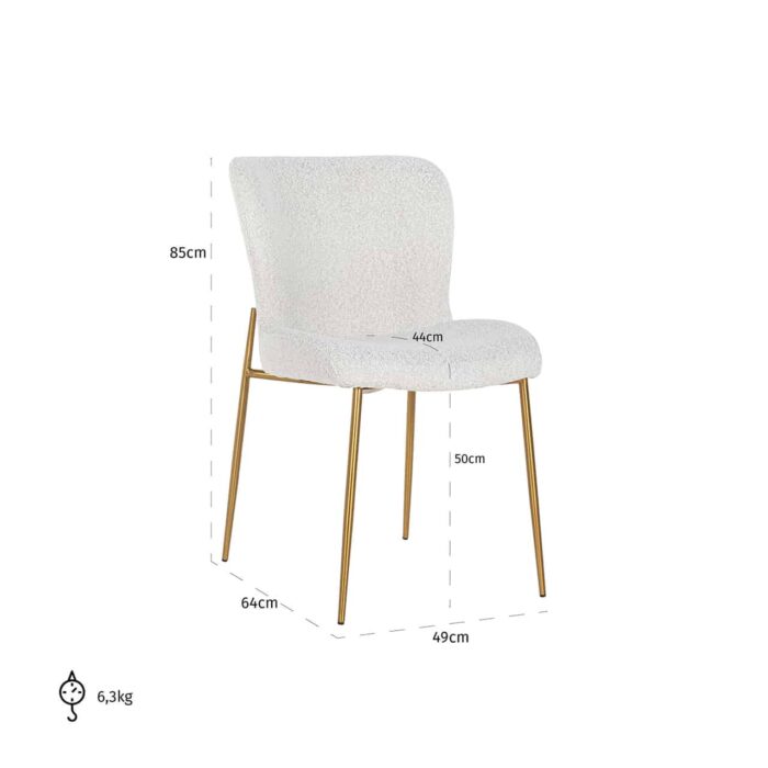 S4508 WHITE BOUCLÉ - Chair Odessa white bouclé / brushed gold (Copenhagen 900 Bouclé White)