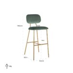 S4523 JADE VELVET - Bar stool Xenia Jade Velvet / Brushed Gold (Genova 504 Jade)