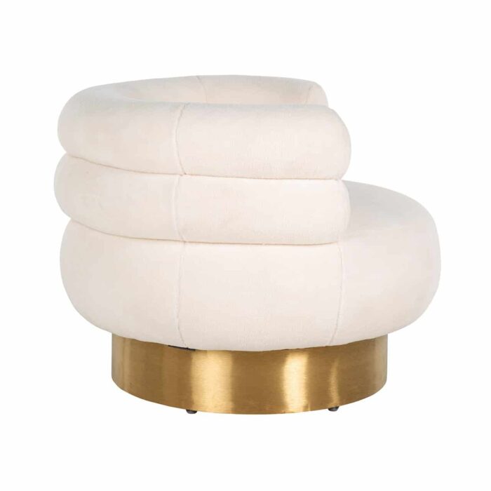 S4528 WHITE - Swivel easy chair Fayah White teddy / Brushed gold