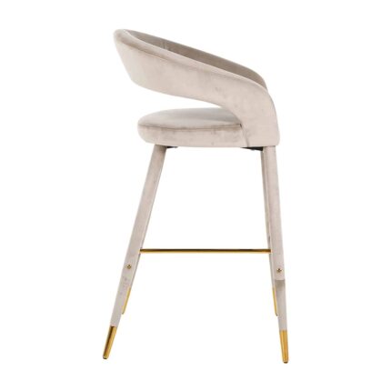 S4535 KHAKI VELVET - Bar stool Gia khaki velvet fire retardant (FR-Quartz 903 Khaki)