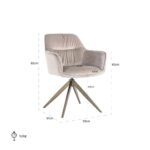 S4553 FR KHAKI VELVET - Swivel chair Aline khaki velvet fire retardant (FR-Quartz 903 Khaki)