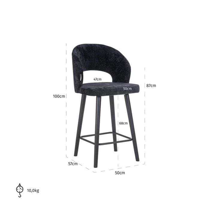 S4561 BLACK CHENILLE - Counter stool Savoy black chenille (Bergen 809 black chenille)