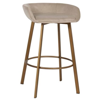 S4570 KHAKI VELVET - Bar stool Cressida low back khaki velvet (set of 2) (Quartz Khaki 903)