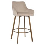 S4571 KHAKI VELVET - Bar stool Cressida high back khaki velvet (set of 2) (Quartz Khaki 903)