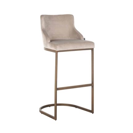 S4580 FR KHAKI VELVET - Bar stool Bolton khaki velvet / brushed gold fire retardant (FR-Quartz 903 Khaki)