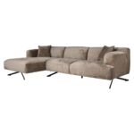 S5138 TAUPE CHENILLE - Sofa Donovan 3-seats + lounge left (Bergen 104 taupe chenille)