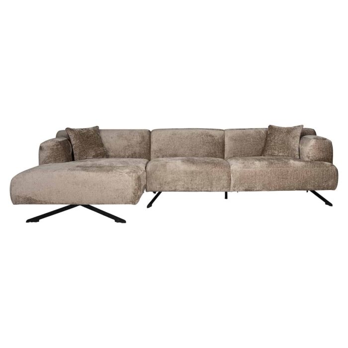 S5138 TAUPE CHENILLE - Sofa Donovan 3-seats + lounge left (Bergen 104 taupe chenille)