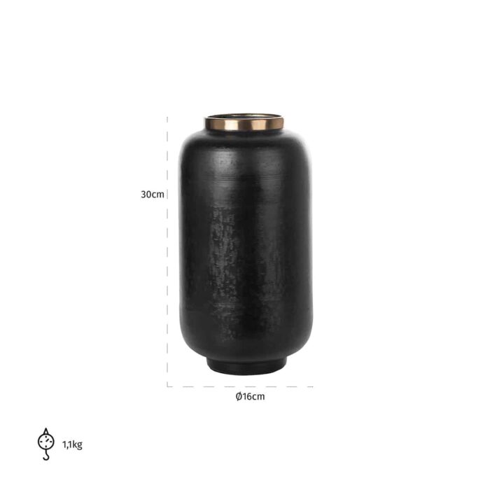 -VA-0117 - Vase Delmor medium (Black)